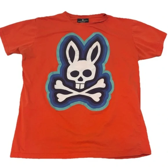 Psycho Bunny Hurell Graphic Tee Shirt Mens 4(S) Orange Short Sleeve Pima Cotton - Picture 2 of 6